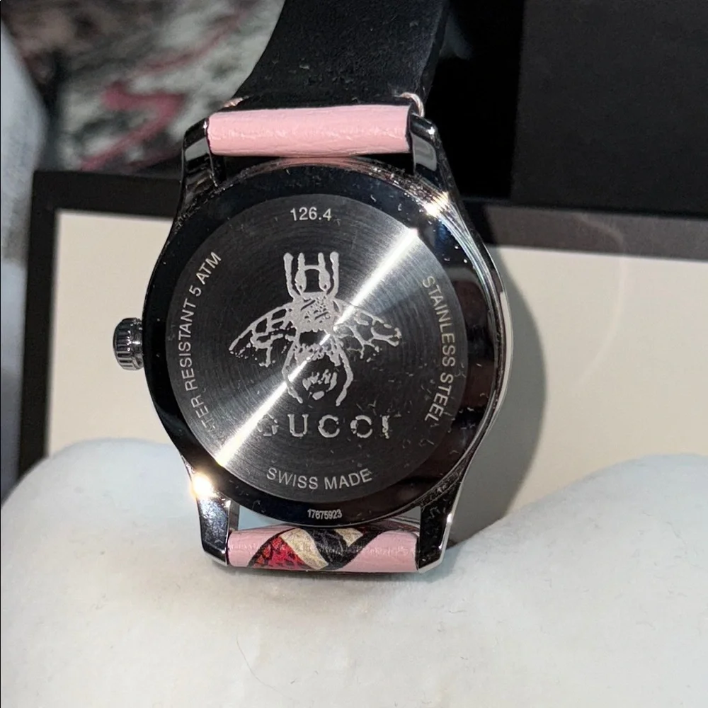Gucci Pink and Black Luxury Watch